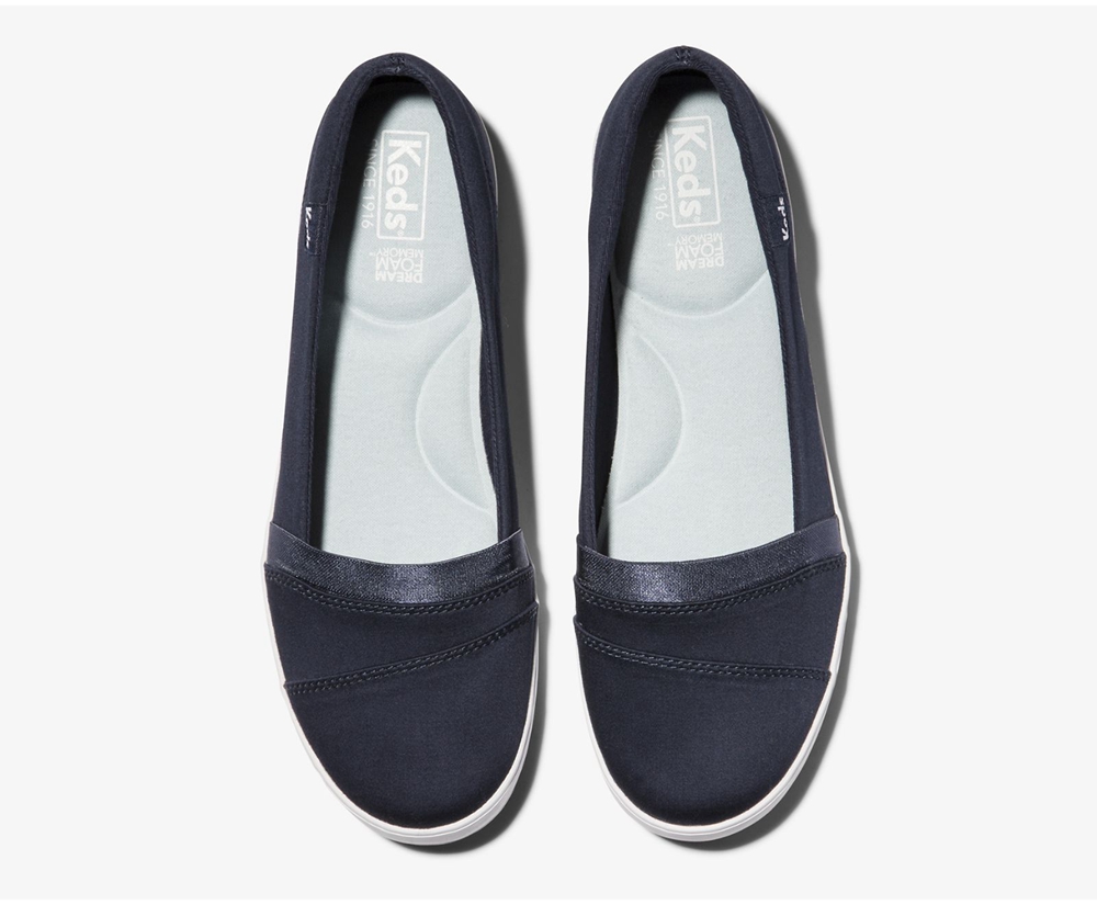 Keds Slip Ons Navy - Carmel - Womens GWOBVI-239